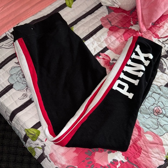 PINK Victoria's Secret Pants - PINK Victoria's Secret Black and Red joggers/ leggings
